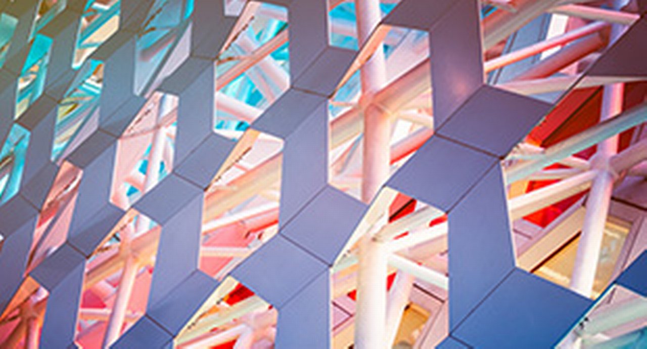 Abstract scaffolding illuminated from behind