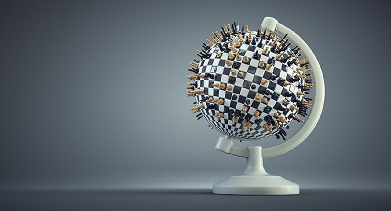The Globe with Chess Pieces