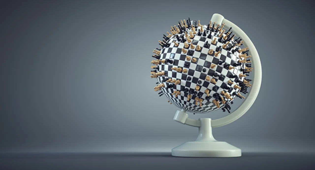 The Globe with Chess Pieces