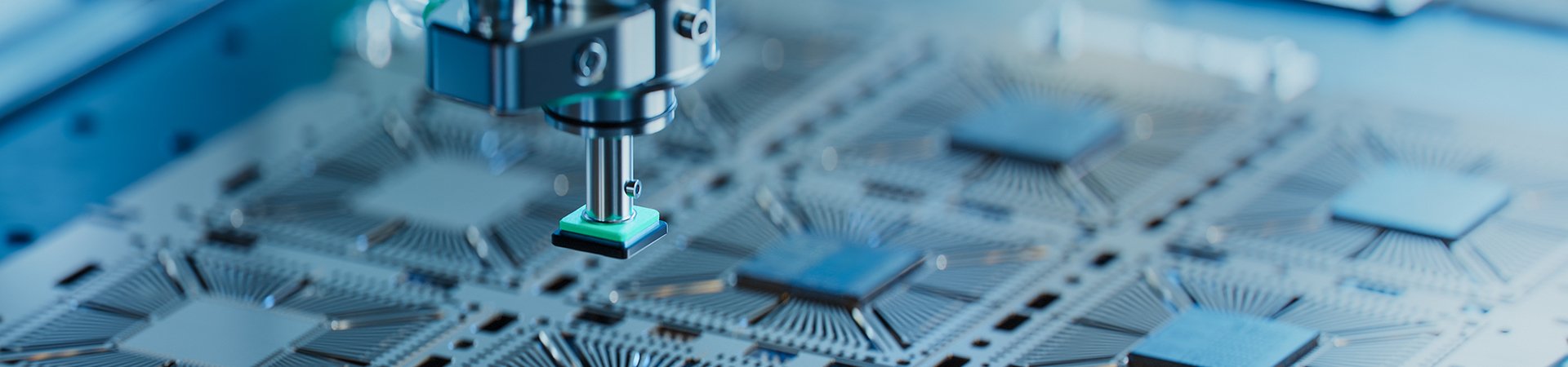 Closeup Of Silicon Die Are Being Extracted From Semiconductor Wafer And Attached To Substrate