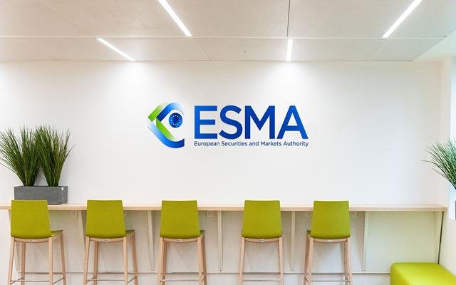 ESMA Logo set on a wall above green chairs