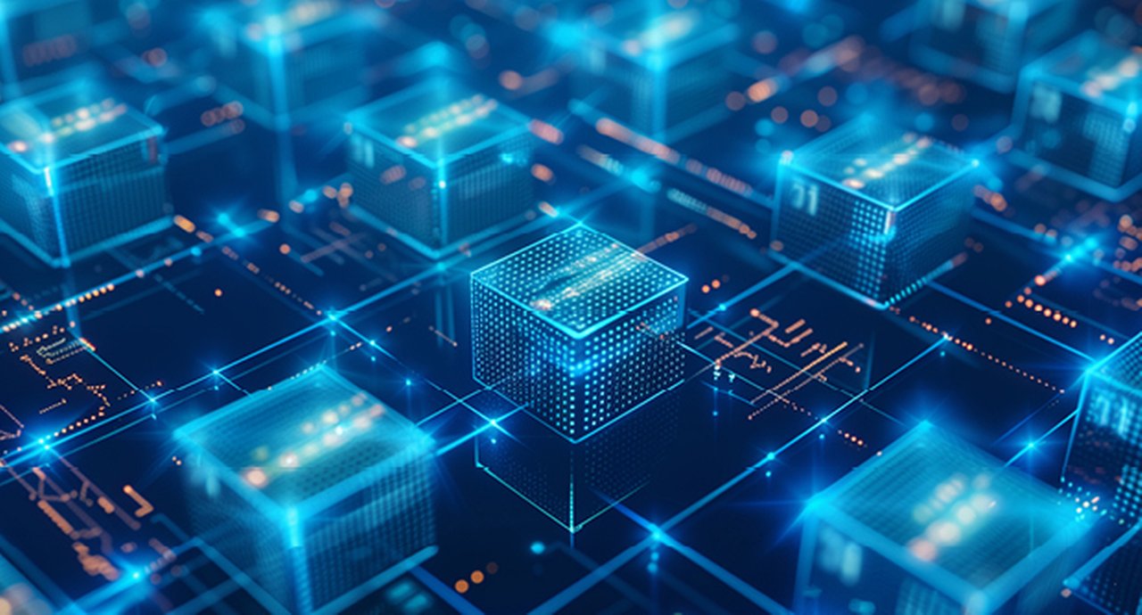 Blue digital squares