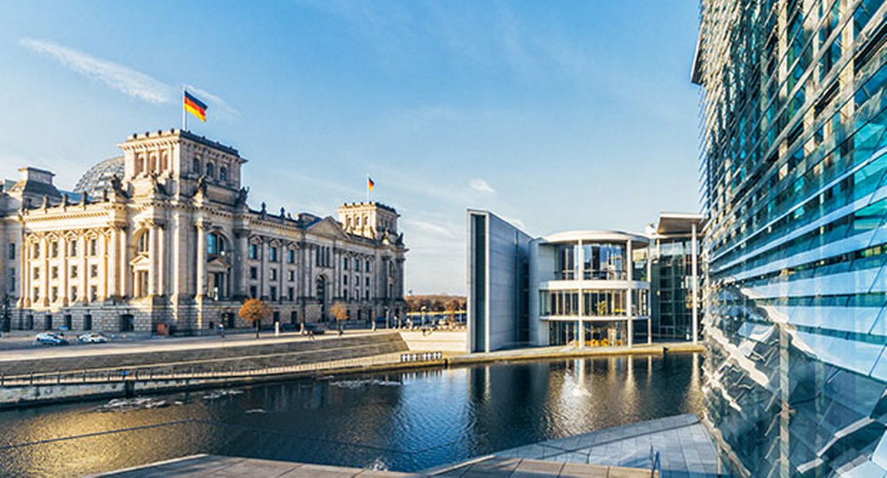 Panoramic view of the government district in Berlin