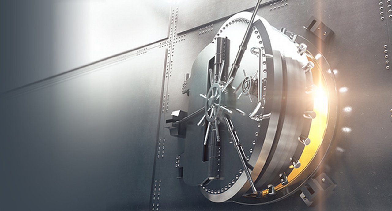 Closeup Of Bank Vault Door