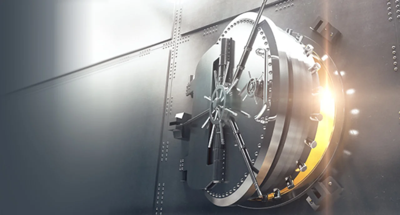 Closeup Of Bank Vault Door