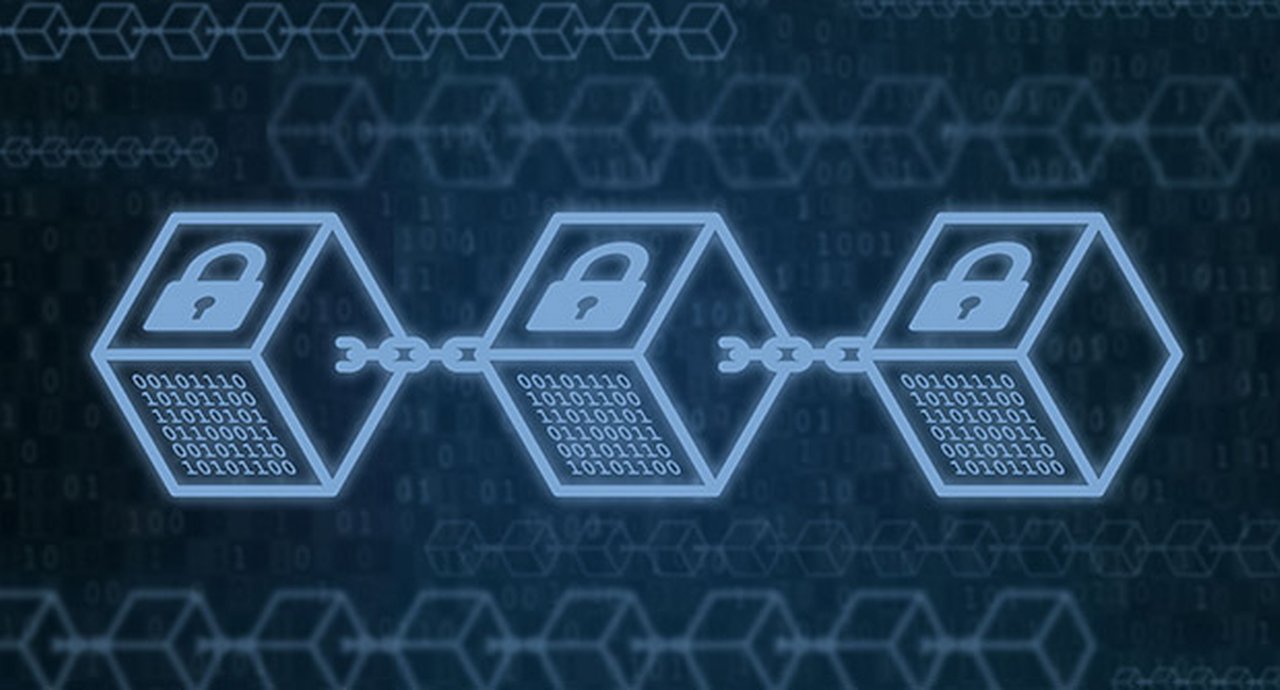 Blocks with locks on a dark blue background