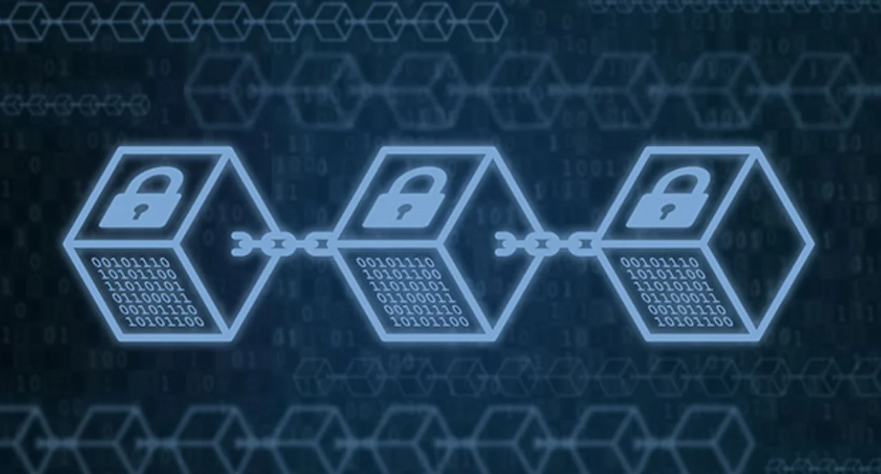 Blocks with locks on a dark blue background