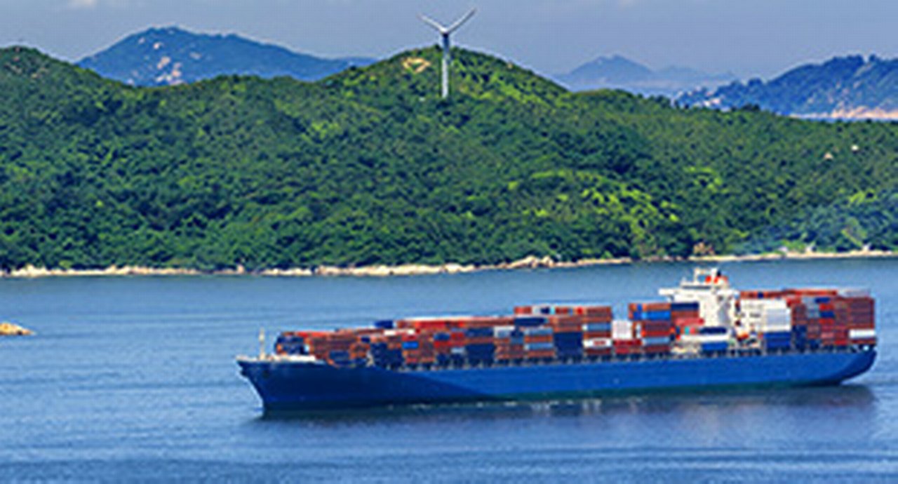 Ship on a river