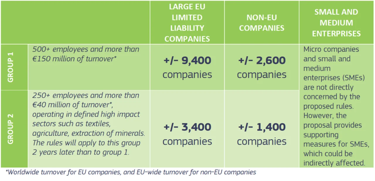Figure 1 Companies affected by the new rules