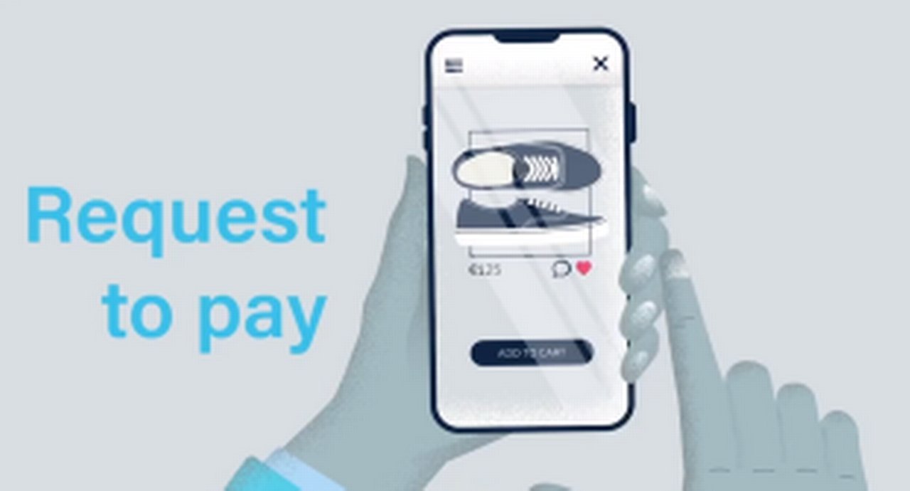 Mobile telephone with title headline: Request to pay