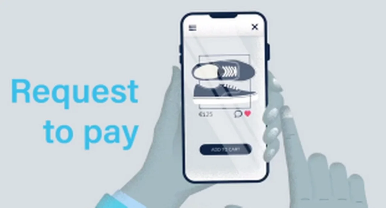 Mobile telephone with title headline: Request to pay