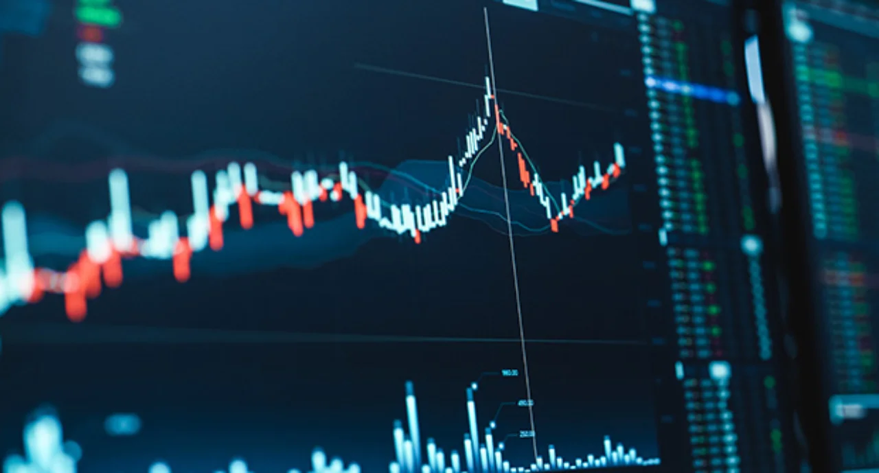 Close Up Shot Of A Computer Monitor Screen With Realtime Stocks Commodities And Exchange Market Charts