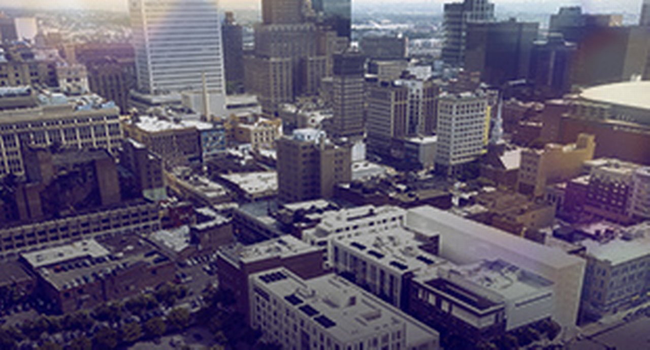 aerial view of downtown Newark
