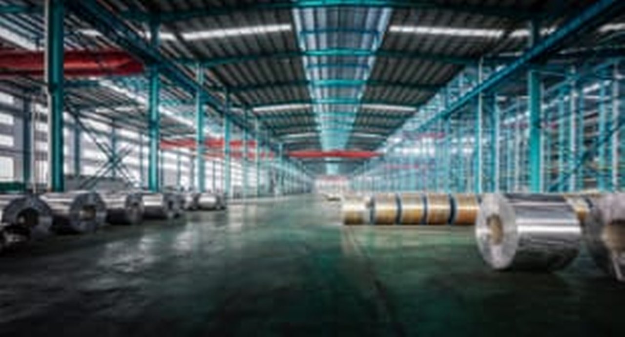Packed coils of steel sheet in a plant, china