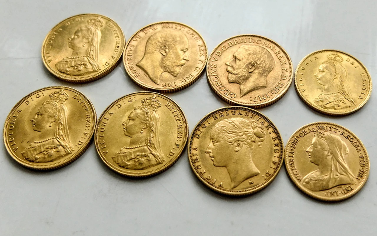 When cash was king (and queen): six full UK sovereigns and two half sovereigns, dating from 1885 to 1913 denoting the sovereign’s head (Photo by Neil Bussey)