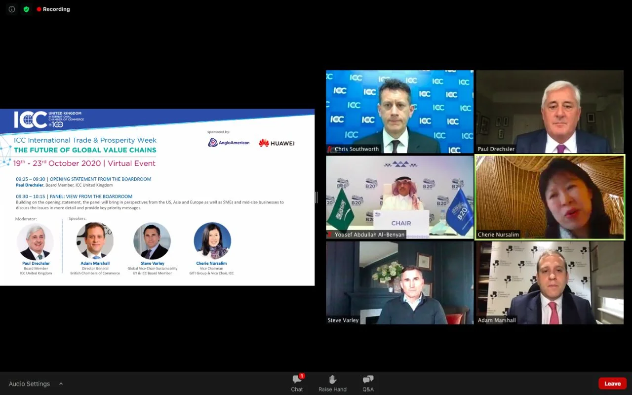 Opening screens of ICC International Trade and Prosperity Week (source ICC United Kingdom)