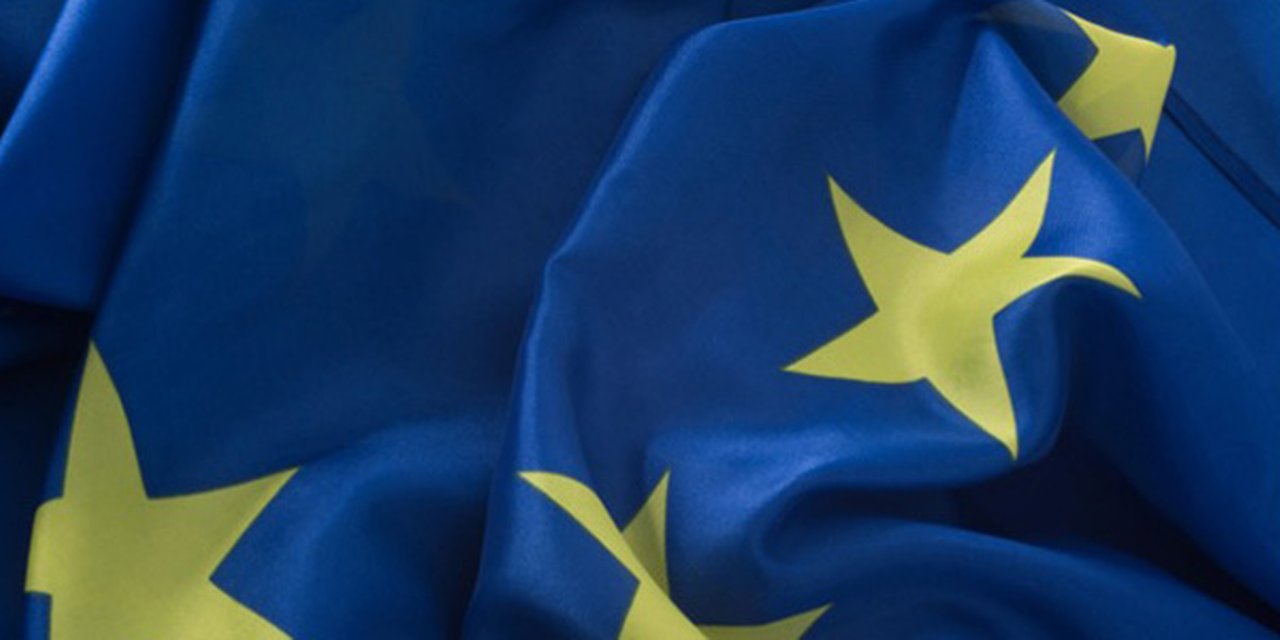 Europe flag flying in the wind