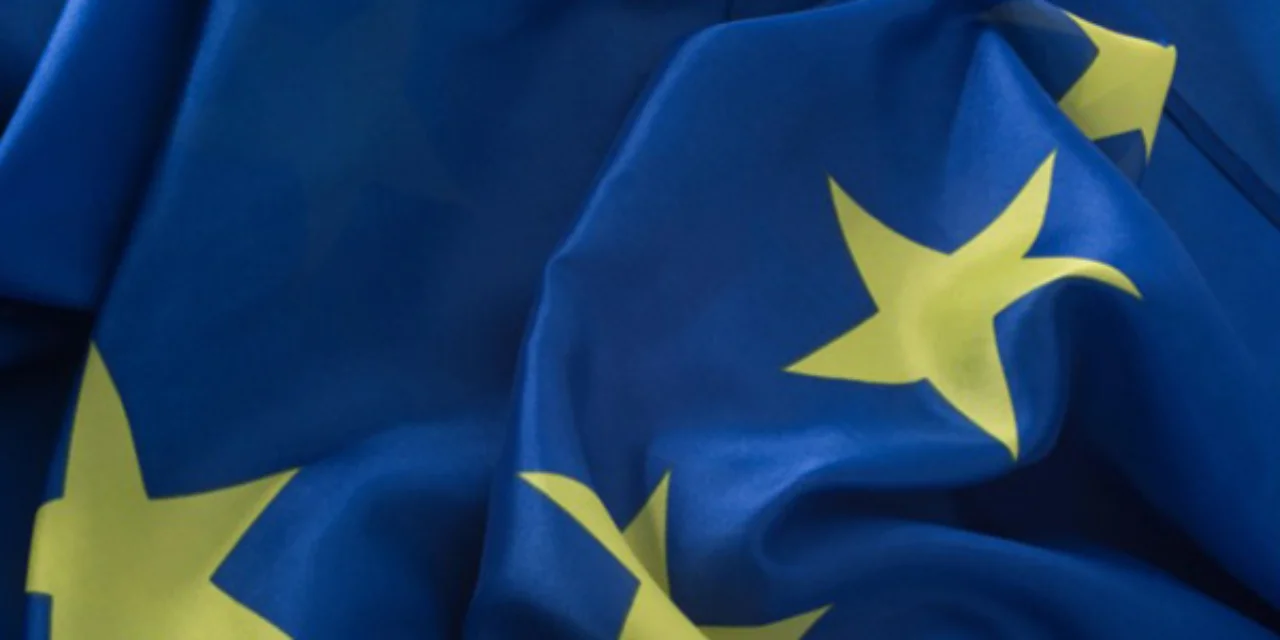 Europe flag flying in the wind