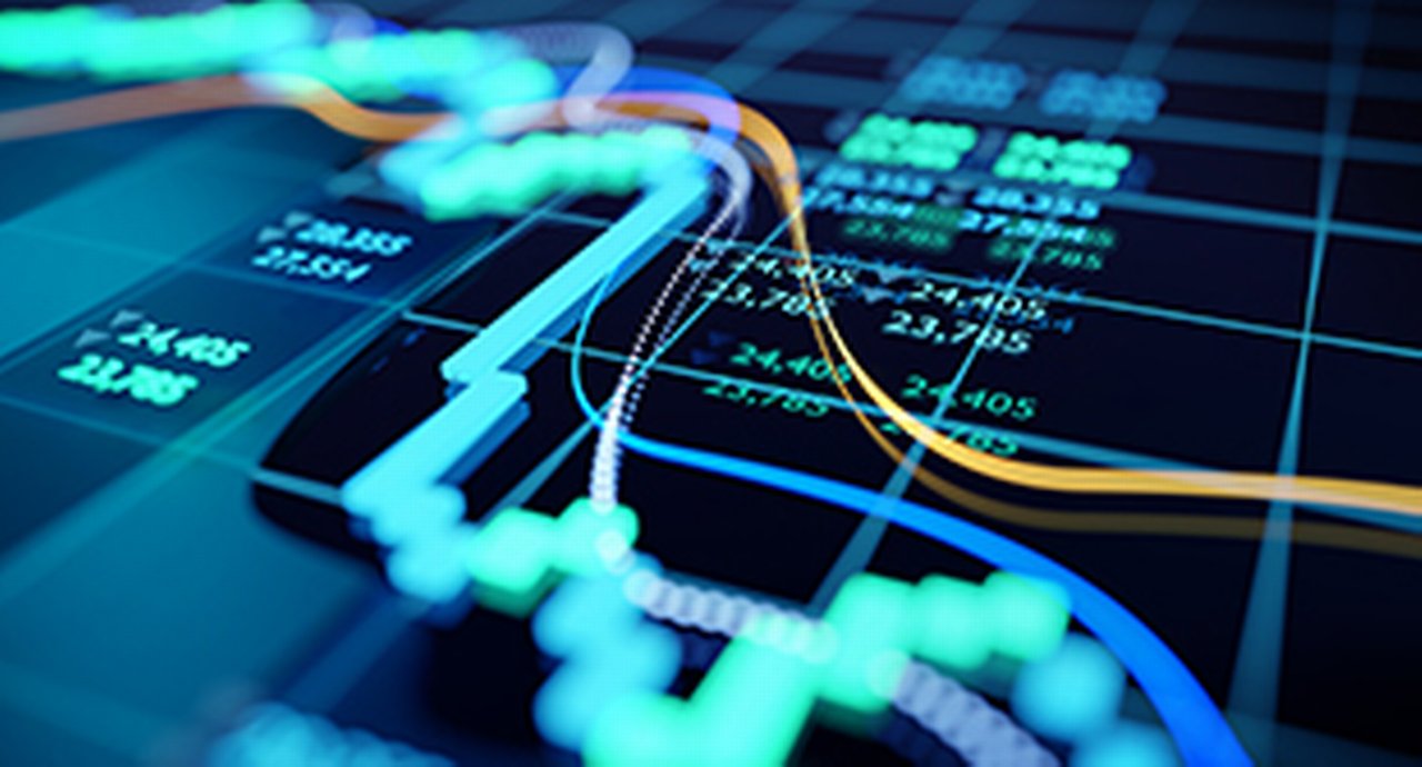 close up shot of a digital stock market tracking graph follwing a recent crash in prices