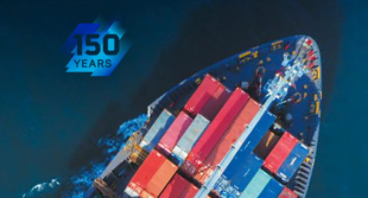 A container ship on the high seas from above