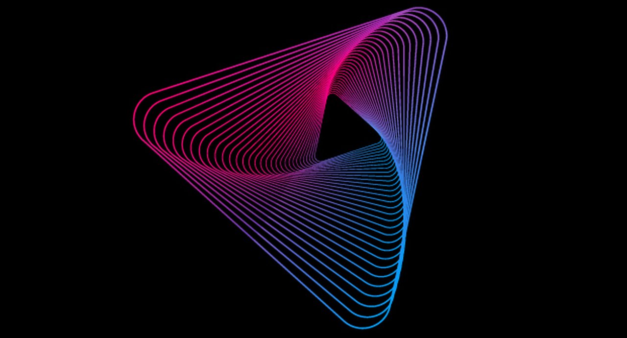Digital lines forming a rounded triangle
