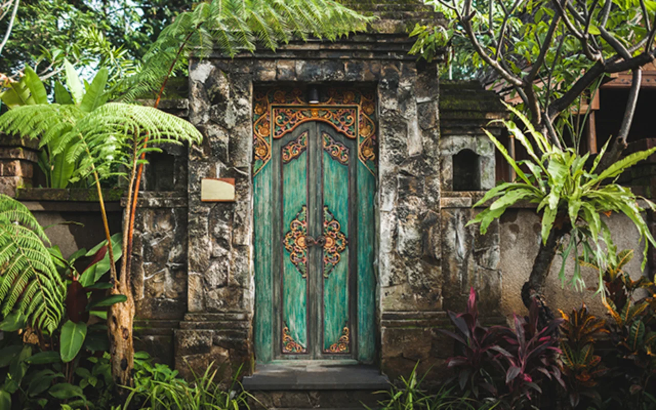Traditional Balinese Handmade Carved Wooden Door