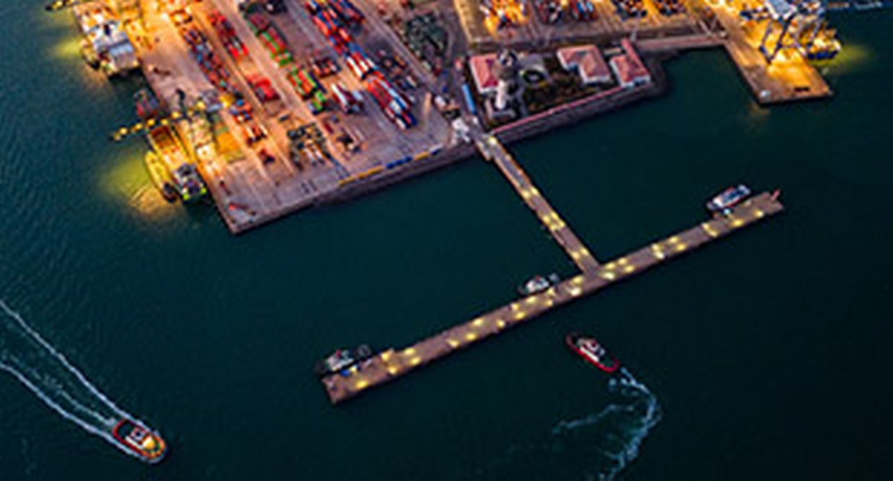Night View Of Tianjin Port