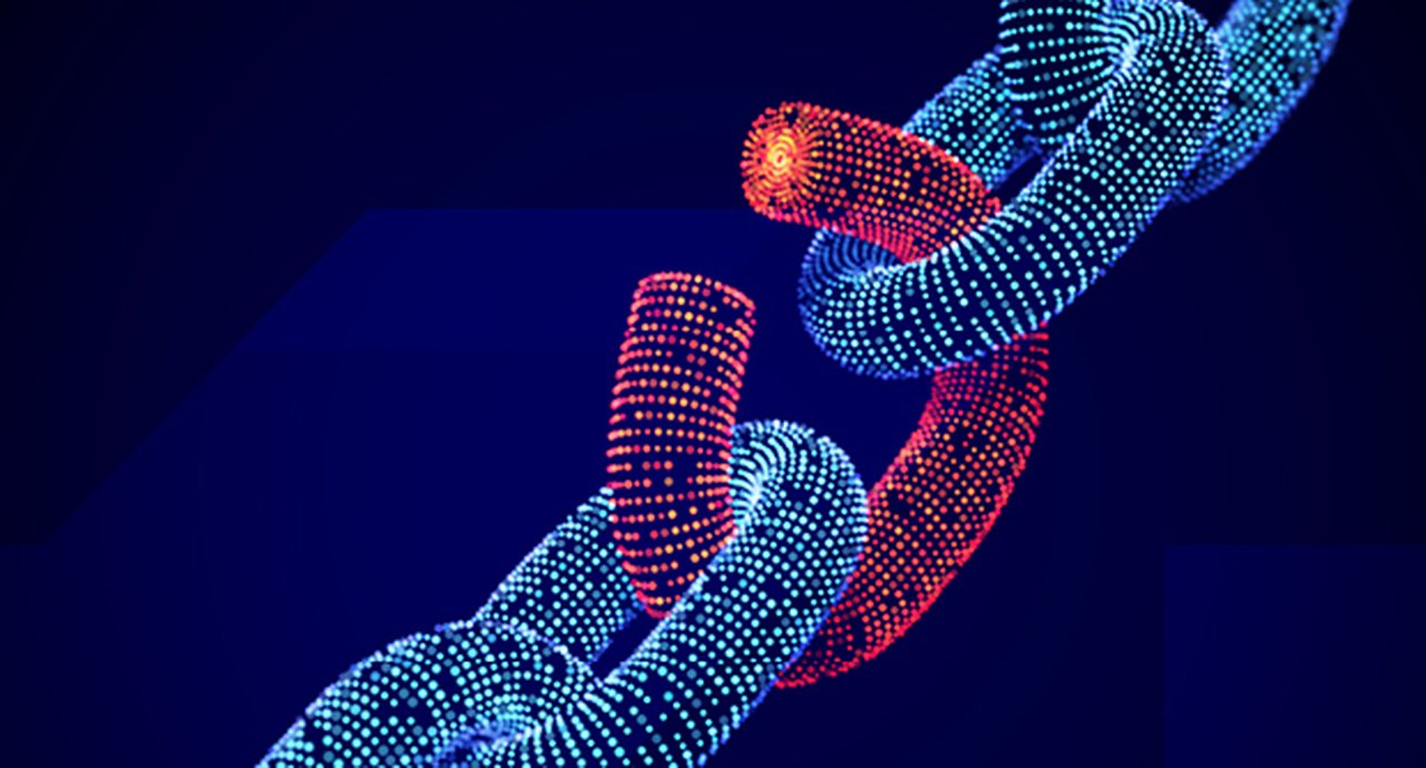 Digital representation of a chain link breaking