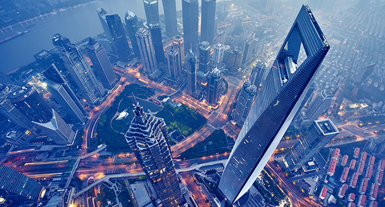 Aerial View Of Shanghai At Night