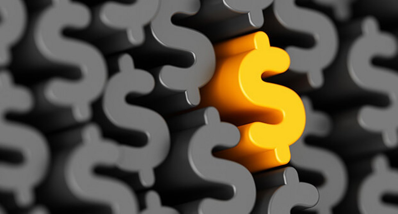 Yellow Unique Dollar sign. Profit and money. Financial and business 3d illustration.