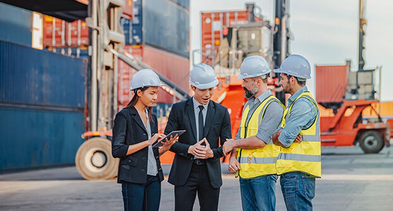Portrait Of A Confident Business Team Work To Do Work Together Inside Factory