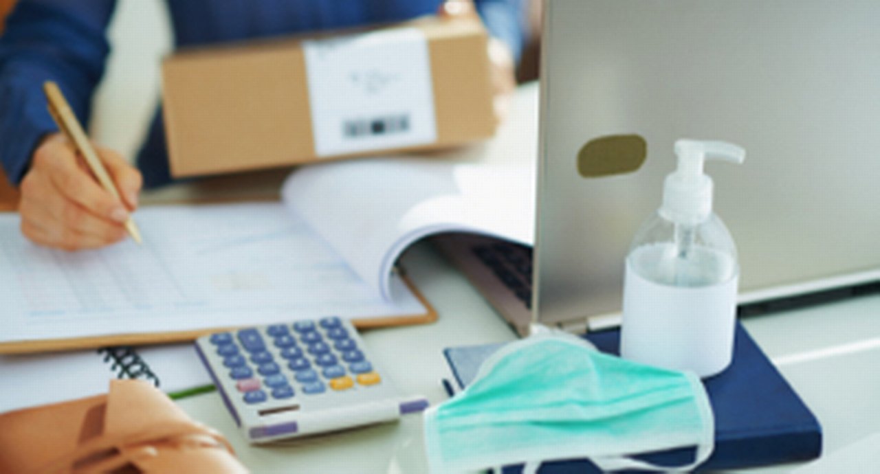 Close-up of an accountant's desk while working