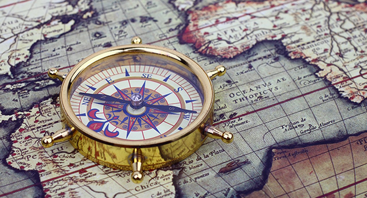 Compass On World Map