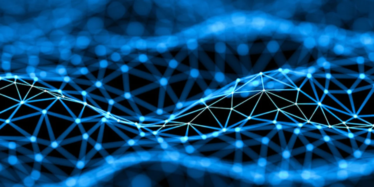 Futuristic digital blockchain background, fintech technology
