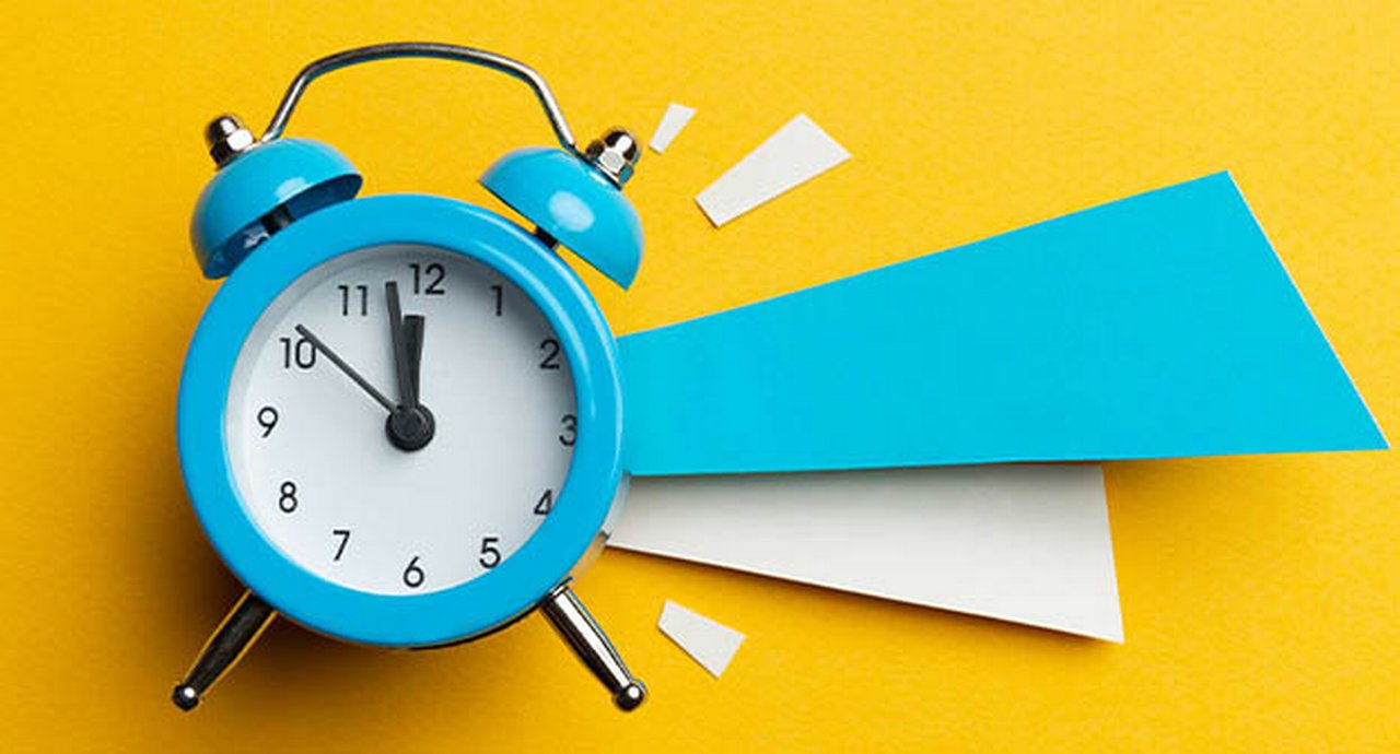 Clock on yellow background