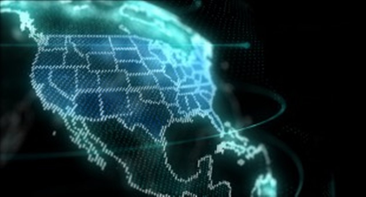 Digital global map of United States Map, America, US, Hologram Effect, black background