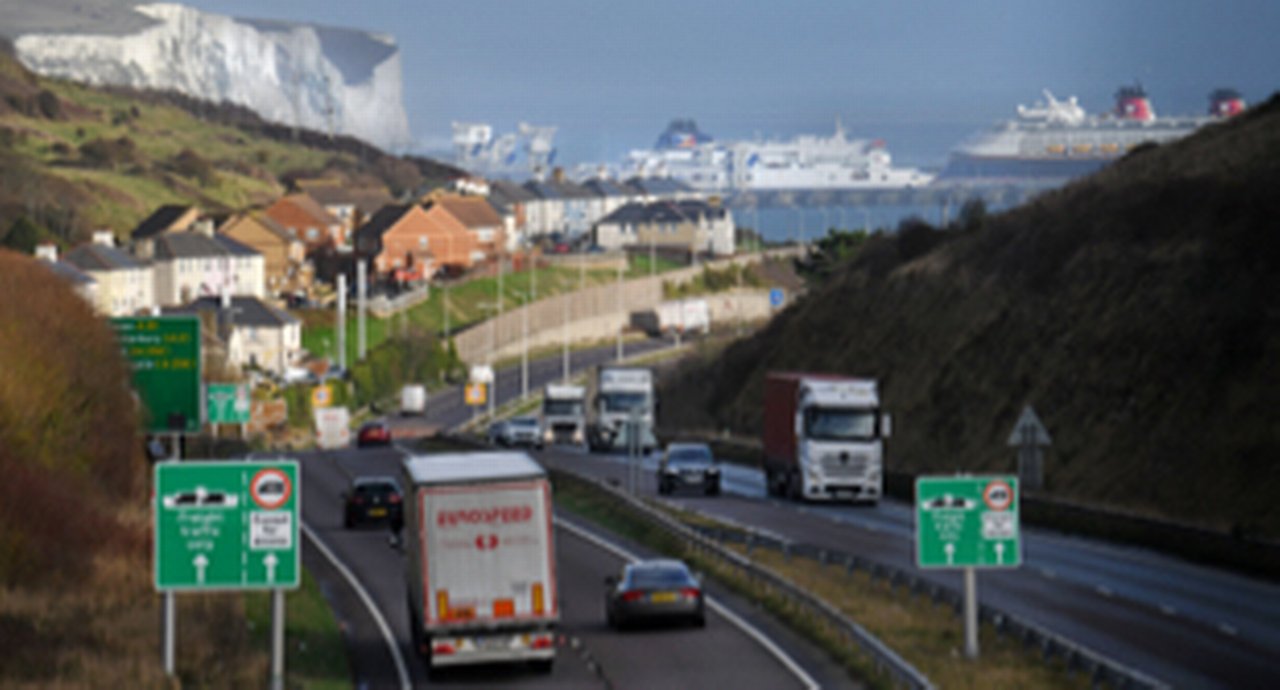 The port of Dover, UK, which became overcrowded on Christmas Eve 2020