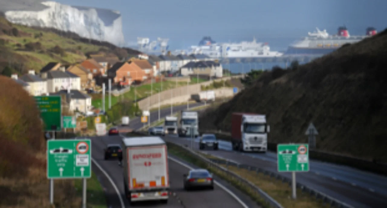 The port of Dover, UK, which became overcrowded on Christmas Eve 2020