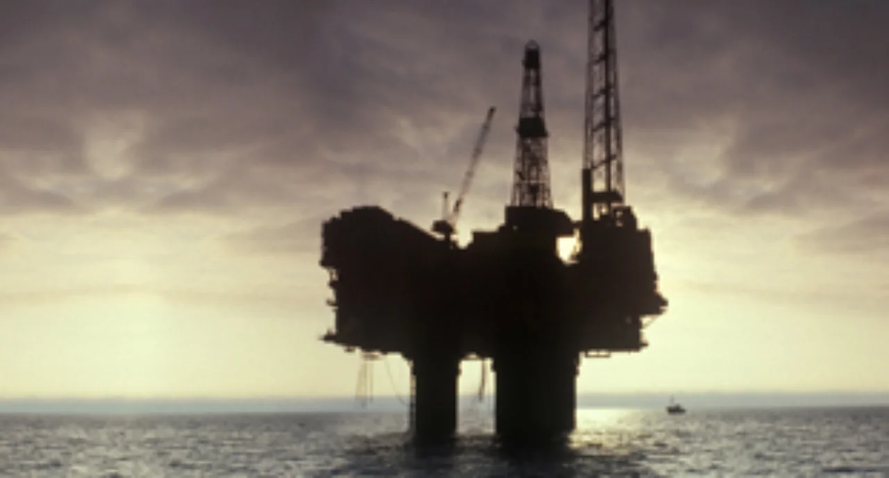 A jackup rig in the sunset