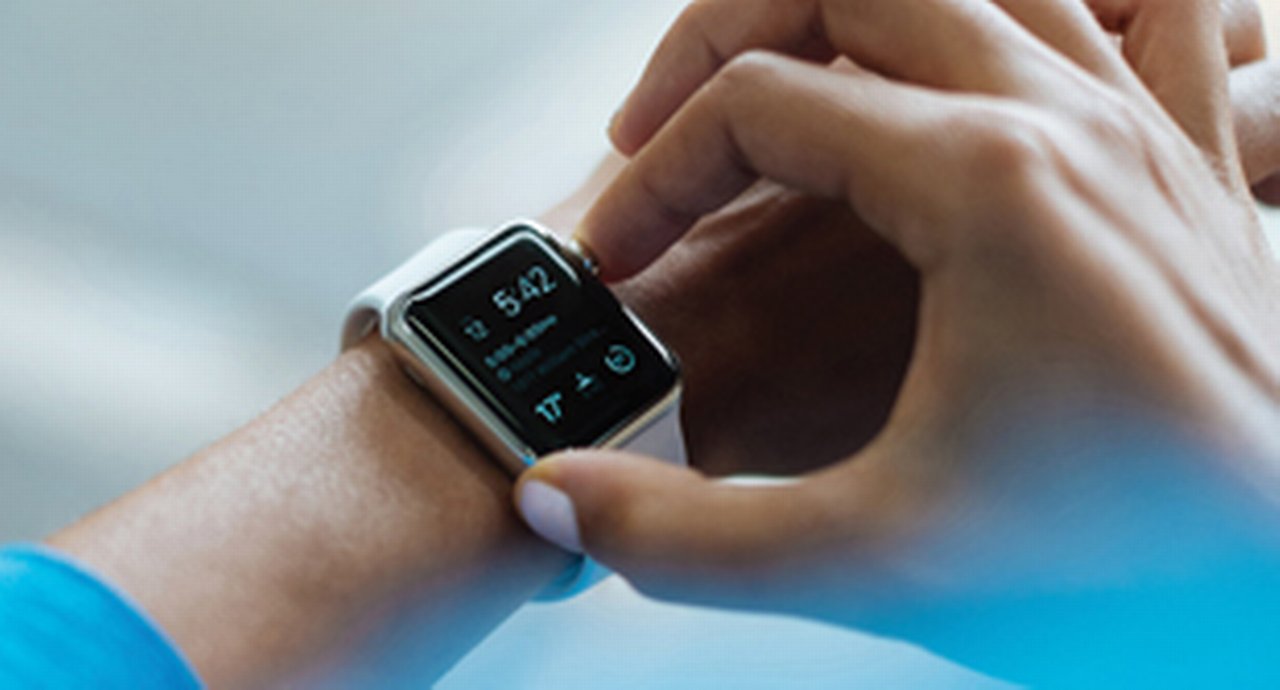 A close-up of a smart watch that is operated