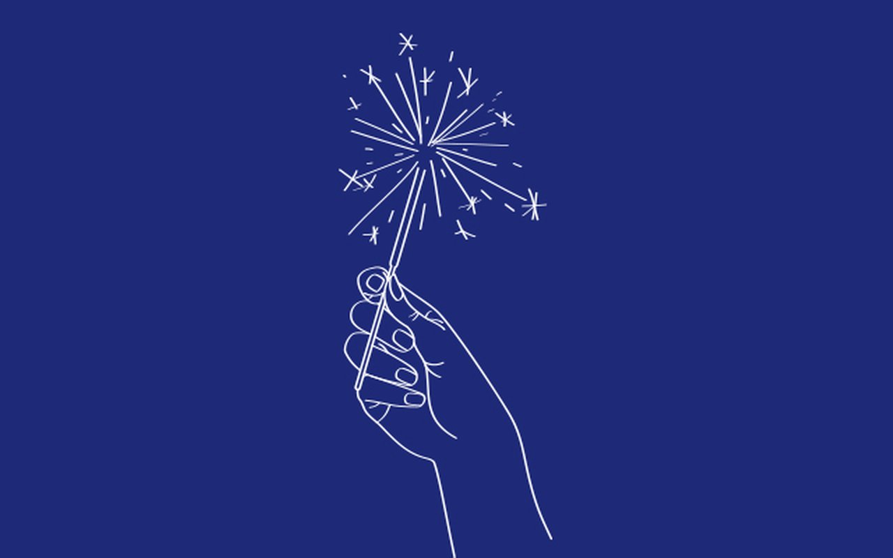 Vector image of a hand with a sparkler