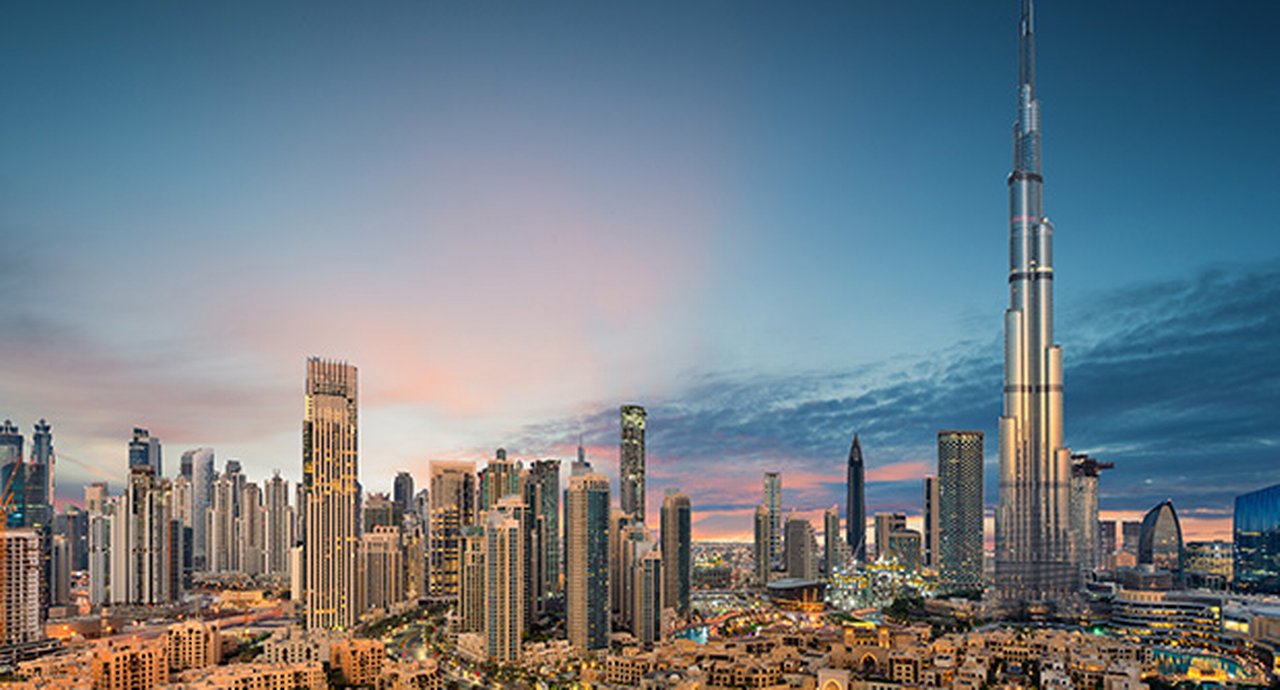 Amazing Panoramic View Of Dubai Futuristic Skyline Dubai United Arab Emirates