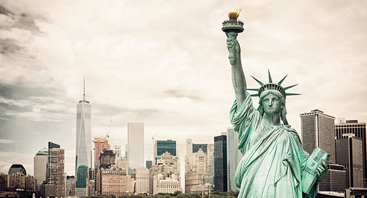 Statue of Liberty and New York buildings in the background