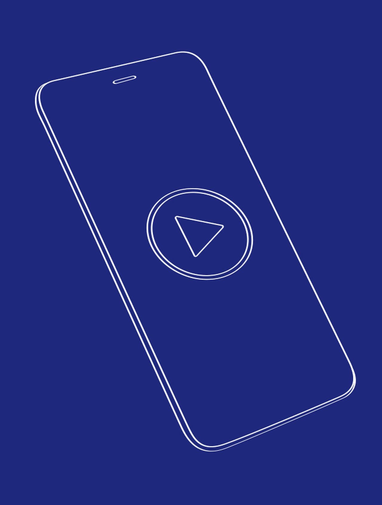 smartphone with play button on deep blue background
