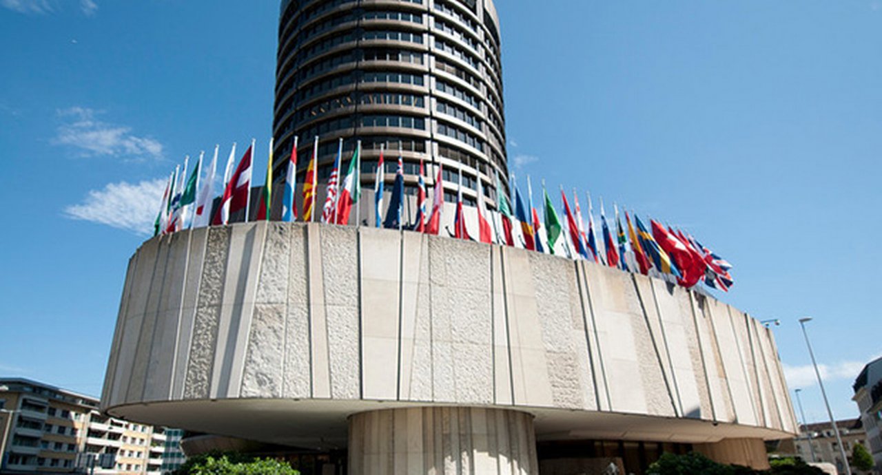 A view of the bank for international settlements in Basel, Switzerland