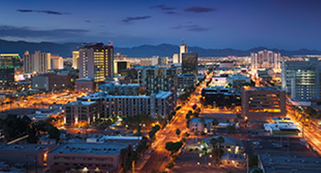 View over the downtown district of Las Vegas, Nevada
