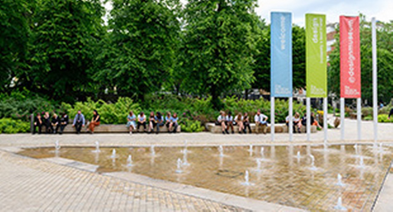 London Kensington Holland Park The Design Museum exterior main entrance and fountains