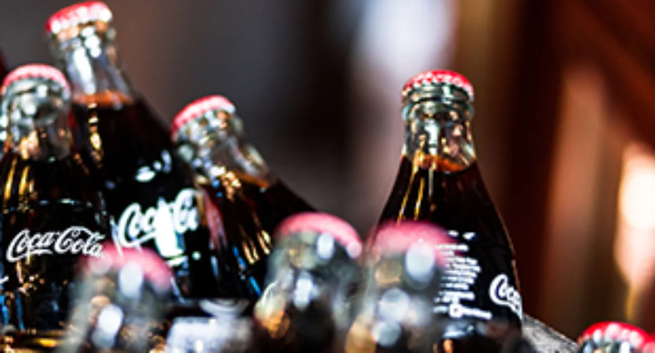 Glass bottles of Coca Cola in Borough Market, London, UK