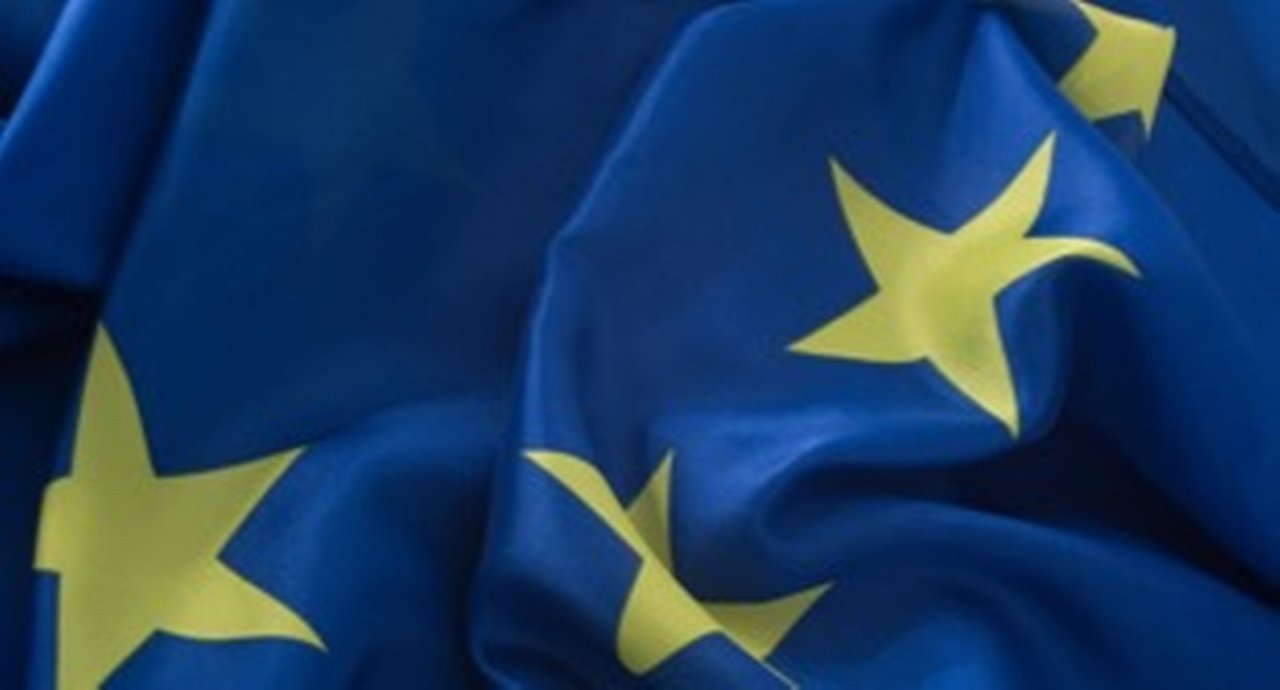 Europe flag flying in the wind