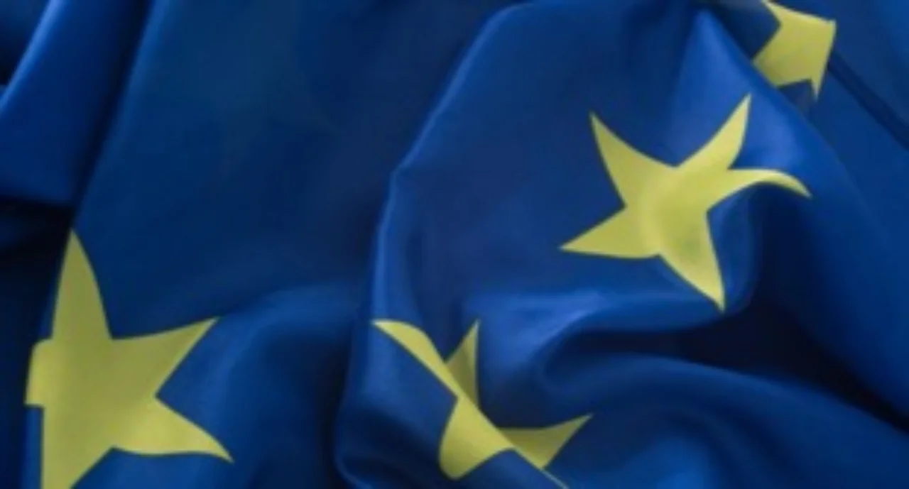Europe flag flying in the wind